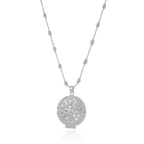 Relicário Estrela Gomos Ródio Branco - 45 cm