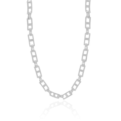 Choker Elos Retangulares 5 mm Ródio Branco