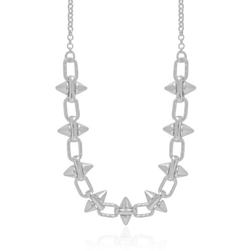 Gargantilha Elos Spike 13 mm Ródio Branco - 45 cm