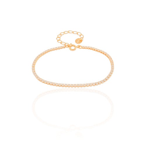 Pulseira Riviera Cristal 1.7 mm Banhado a Ouro 18K