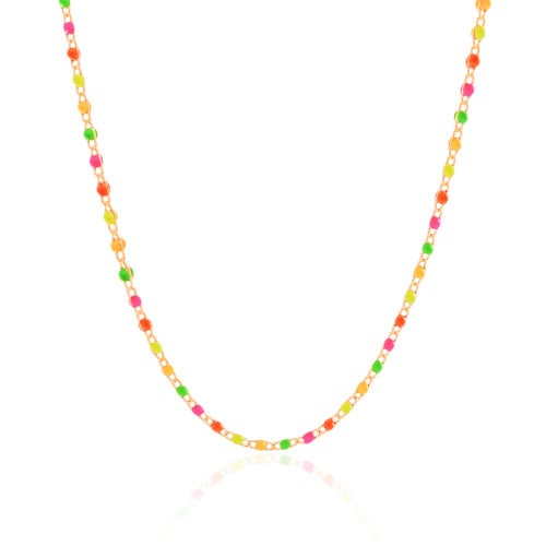 Choker Bolinhas Coloridas 2 mm Banhado a Ouro 18K
