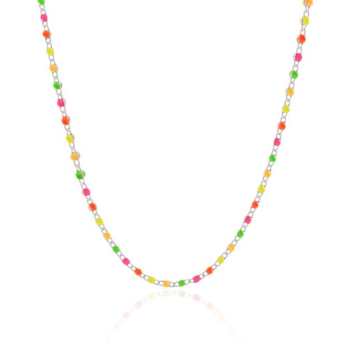Choker Bolinhas Coloridas 2 mm Ródio Branco