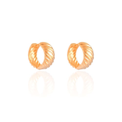 Brinco Argola Click Frisada Lisa 2.1 cm Banhado a Ouro 18K