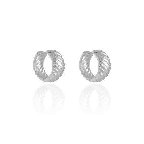 Brinco Argola Click Frisada Lisa 2.1 cm Ródio Branco