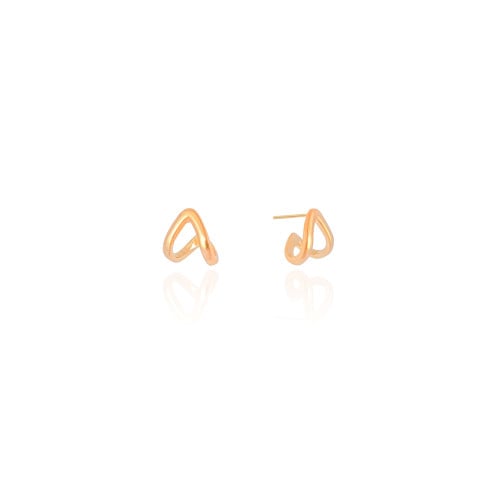 Brinco Argola em V Lisa 1.0 cm Banhado a Ouro 18K