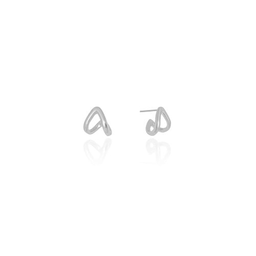Brinco Argola em V Lisa 1.0 cm Ródio Branco