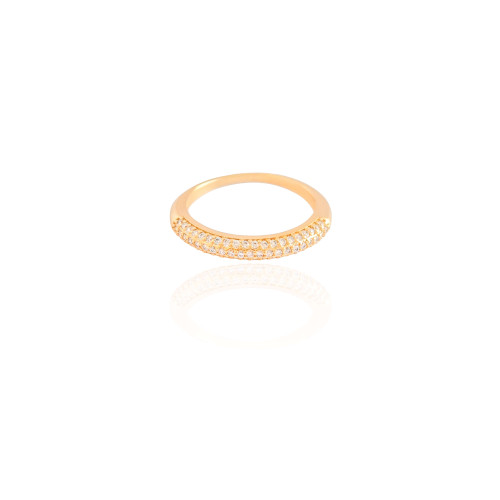 Anel Cravejado Cristal Tamanho 15 Banhado a Ouro 18K