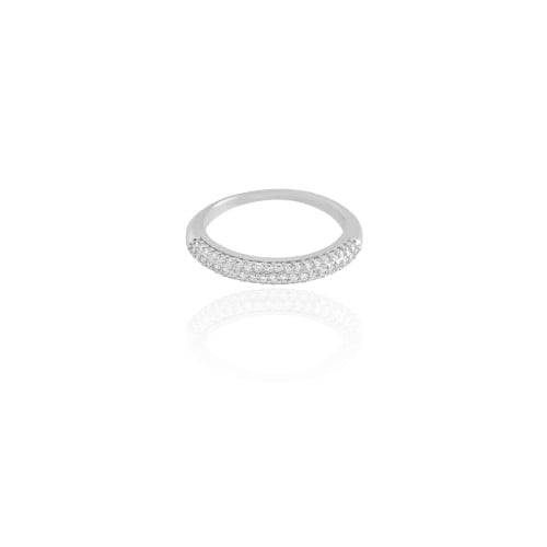 Anel Cravejado Cristal Tamanho 17 Ródio Branco