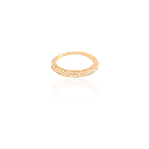 Anel Cravejado Cristal Tamanho 21 Banhado a Ouro 18K