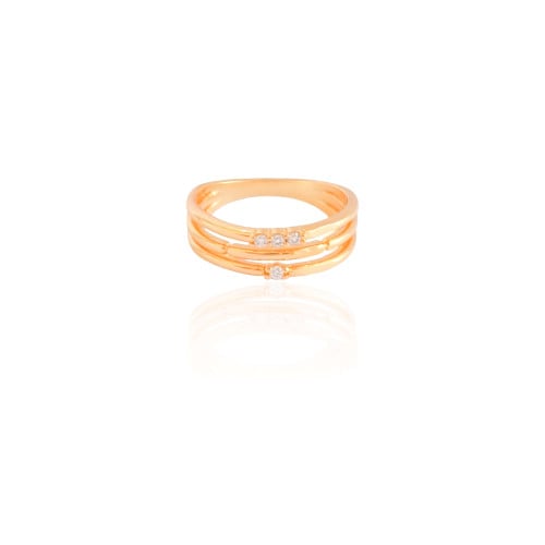 Anel Filetes Cravejado Cristal Tamanho 15 Banhado a Ouro 18K
