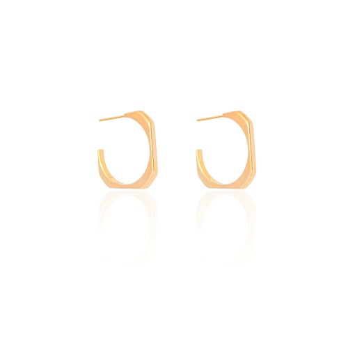 Brinco Argola Quadrada Lisa 2.0 cm Banhado a Ouro 18K