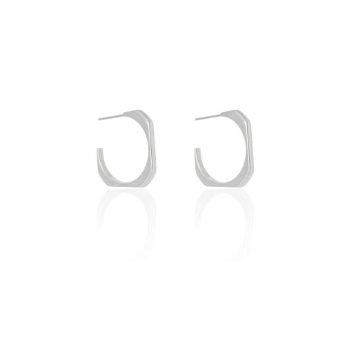 Brinco Argola Quadrada Lisa 2.0 cm Ródio Branco