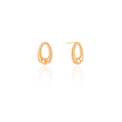 Brinco Oval Torcido 1.8 cm Banhado a Ouro 18K