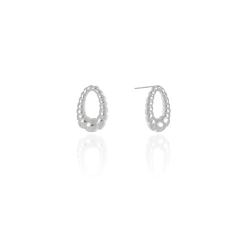 Brinco Oval Torcido 1.8 cm Ródio Branco