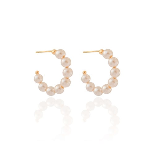 Brinco Argola Pérolas 2.7 cm Banhado a Ouro 18K