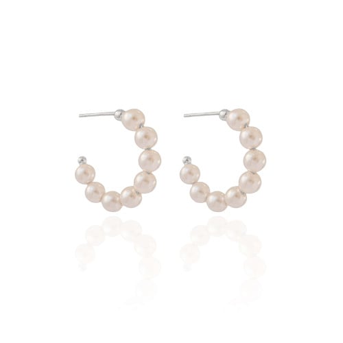 Brinco Argola Pérolas 2.7 cm Ródio Branco