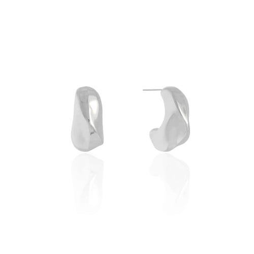 Brinco Gota Geométrica Ródio Branco