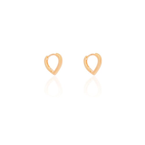 Brinco Argola Click Coração Lisa 1.4 cm Banhado a Ouro 18K