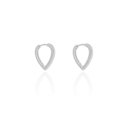 Brinco Argola Click Coração Liso 1.9 cm Ródio Branco
