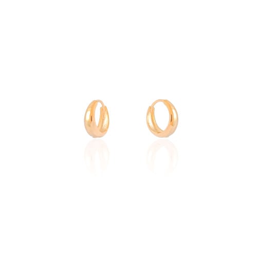 Brinco Argola Click Abaulada Lisa 1.4 cm Banhado a Ouro 18K