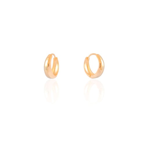 Brinco Argola Click Abaulada Lisa 1.6 cm Banhado a Ouro 18K
