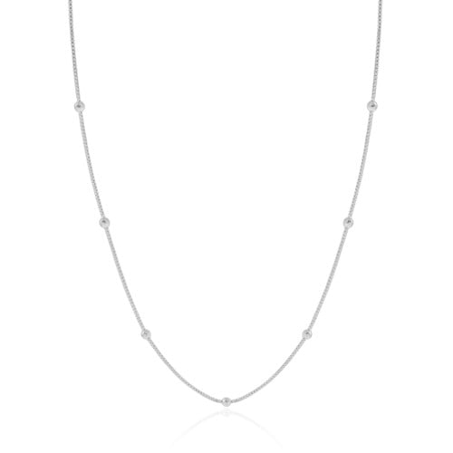 Gargantilha Veneziana Bolinhas 2 mm Ródio Branco - 40 cm