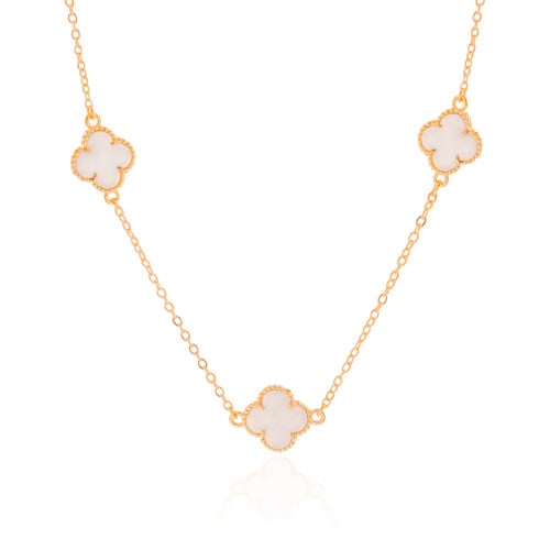 Choker Elos Trevos Madrepérola Banhado a Ouro 18K