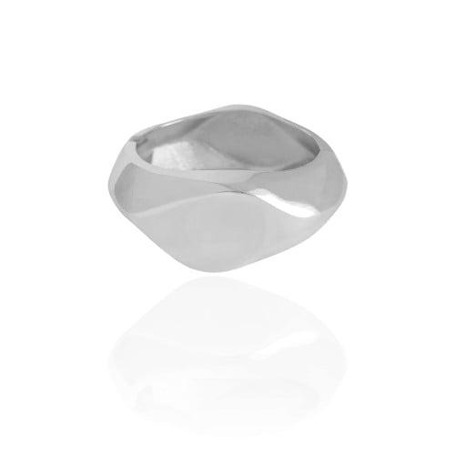 Bracelete Martelado Liso 3.0 cm Banho Branco