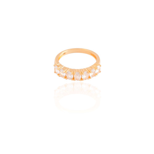 Anel Cravejado Oval Cristal Tamanho 21 Banhado a Ouro 18K