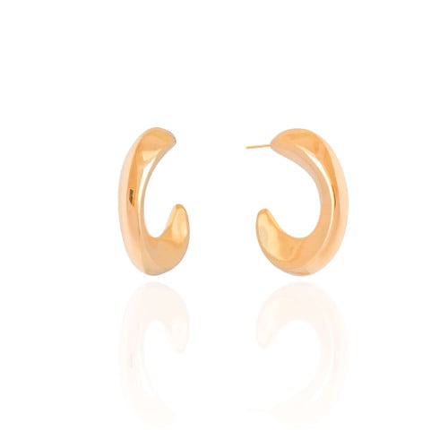 Brinco Argola Detalhada Lisa 3.1 cm Banhada a Ouro 18K