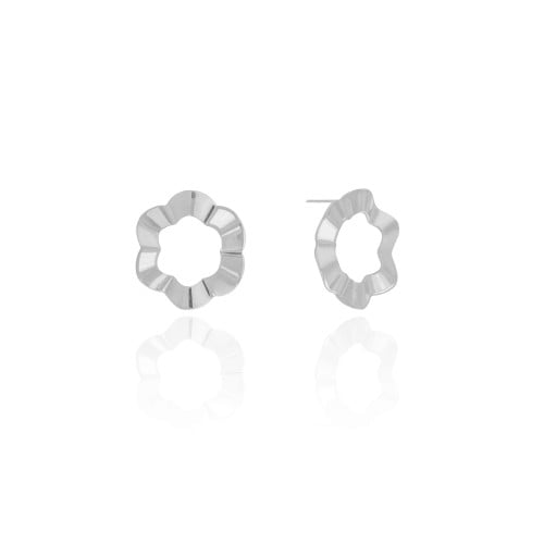 Brinco Flor Vazada Orgânica 2.0 cm Ródio Branco
