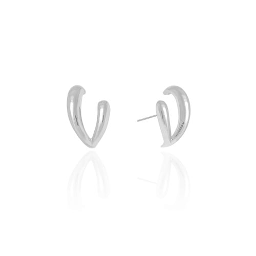 Ear Cuff Dois Filetes Lisos Ródio Branco