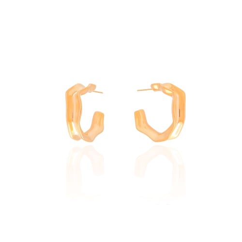 Brinco Argola Orgânica 2.3 cm Banhado a Ouro 18K