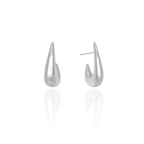 Brinco Argola Gota Lisa 3.0 cm Ródio Branco