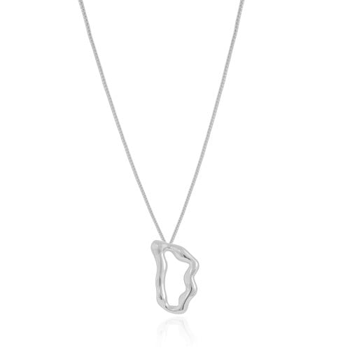 Gargantilha Veneziana Orgânico Vazado Ródio Branco - 45 cm