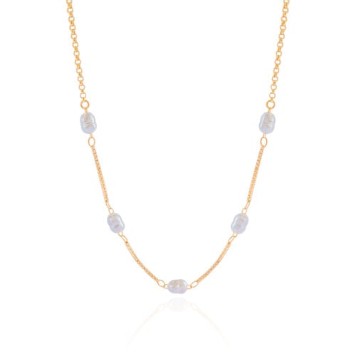 Choker Pérolas Barrocas com Veneziana Banhado a Ouro 18K