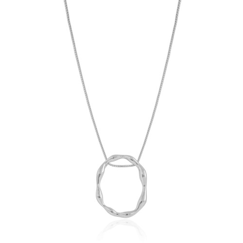 Gargantilha Veneziana Oval Orgânico Ródio Branco - 45 cm