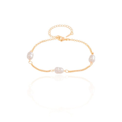Pulseira Pérolas Barrocas e Veneziana Banhado a Ouro 18K
