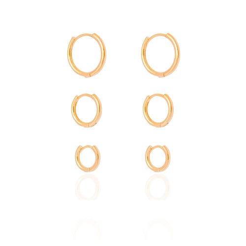 Trio de Argolas Lisas Banhado a Ouro 18K