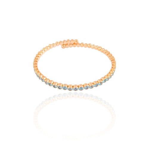 Bracelete Mola Cravejado Topazio Sky 4 mm Banhado a Ouro 18K