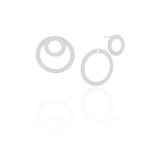 Ear Jacket Círculos Liso Ródio Branco