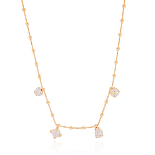 Gargantilha Veneziana Bolinhas Geométricos Cristal Banhado a Ouro 18K - 45 cm