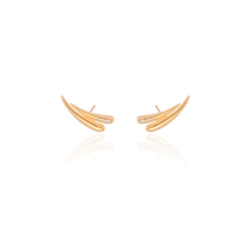Ear Cuff Gotas Cravejado Cristal 2.3 cm Banhado a Ouro 18K