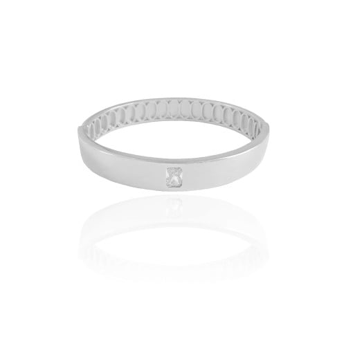 Bracelete Baguete Cristal Banho Branco