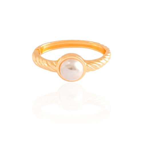 Bracelete Torcido Pérola Banho Dourado