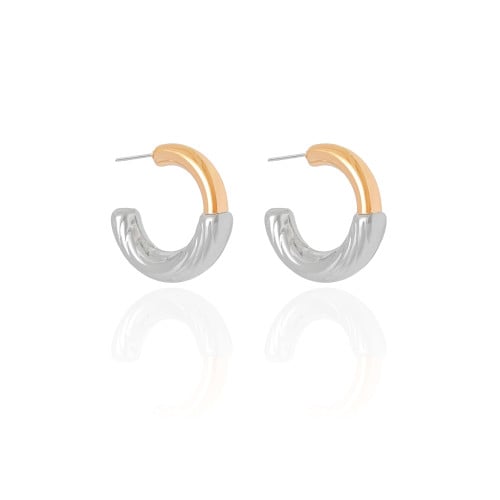 Brinco Argola Mix de Banhos Torcida 2.7 cm Banho Branco