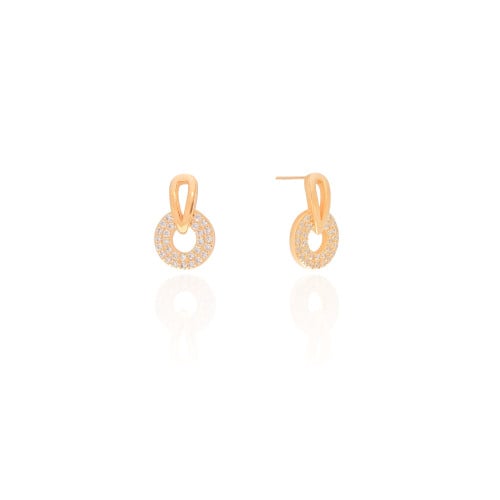 Brinco Circulo Cravejado Cristal 1.8 cm Banhado a Ouro 18K