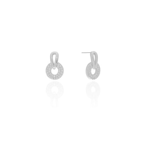 Brinco Circulo Cravejado Cristal 1.8 cm Ródio Branco
