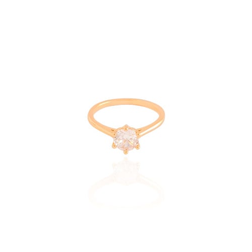 Anel Ponto de Luz Cristal Tamanho 17 Banhado a Ouro 18K