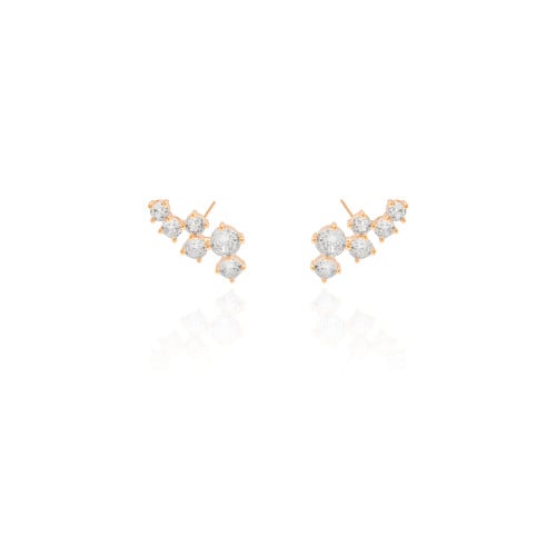Ear Cuff Pontos de Luz Cristal 2.0 cm Banhado a Ouro 18K